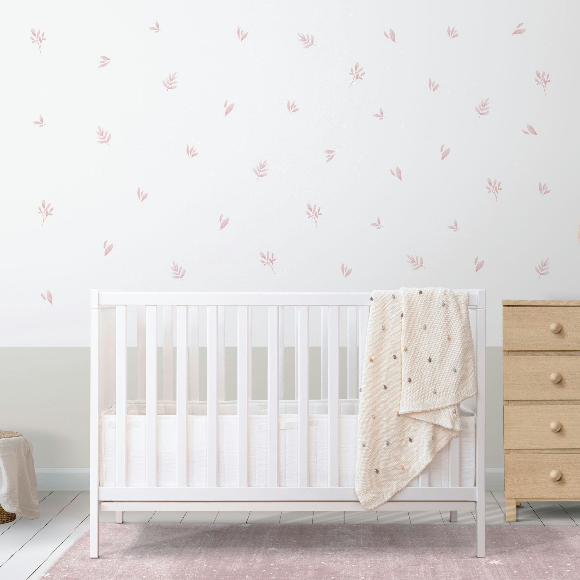 - Stickers muraux plantes décoratives style aquarelle rose