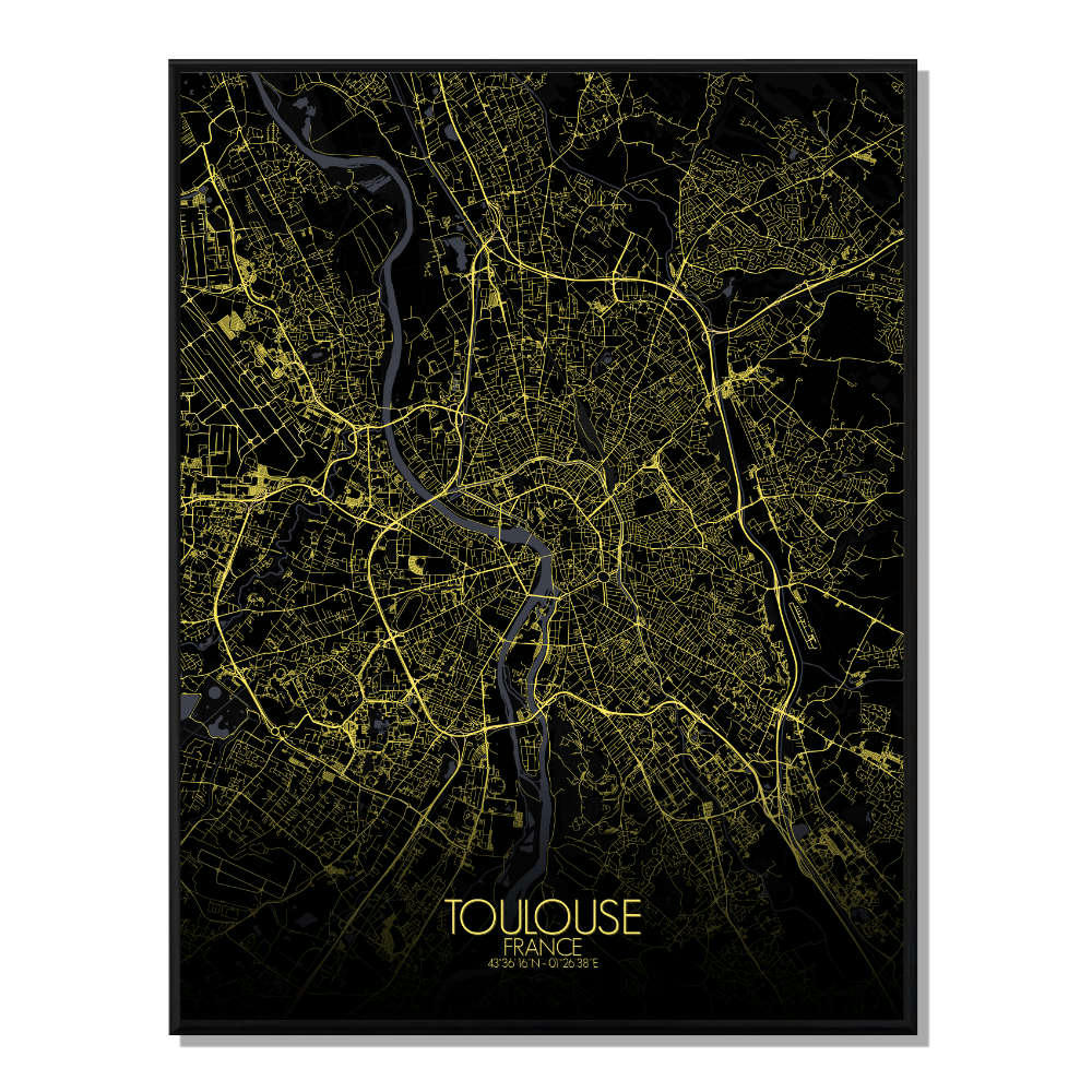 - Affiche Toulouse Carte Nuit 40x50