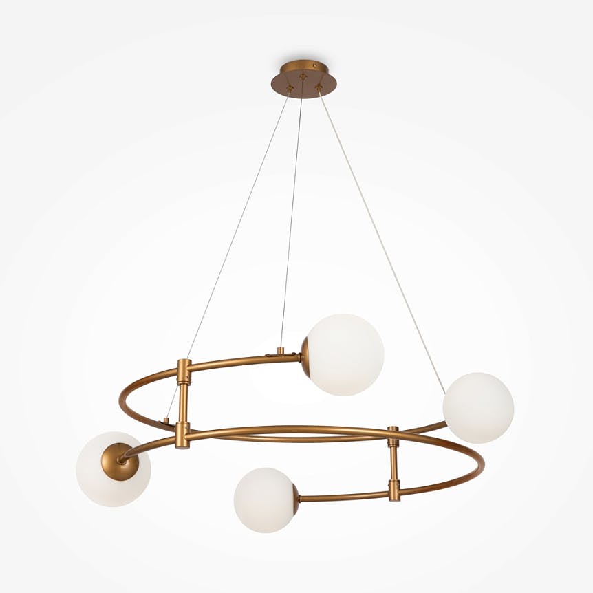 Suspension moderne - 4 globes sur structure spirale DELTONA