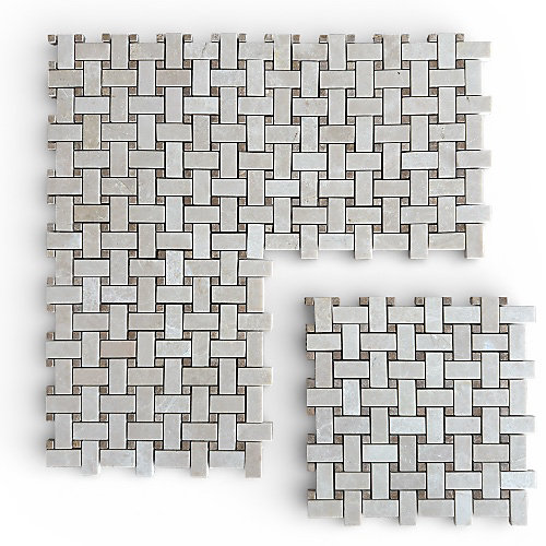 Mosaïque en Marbre Beige - Emperador - Tissage Panier