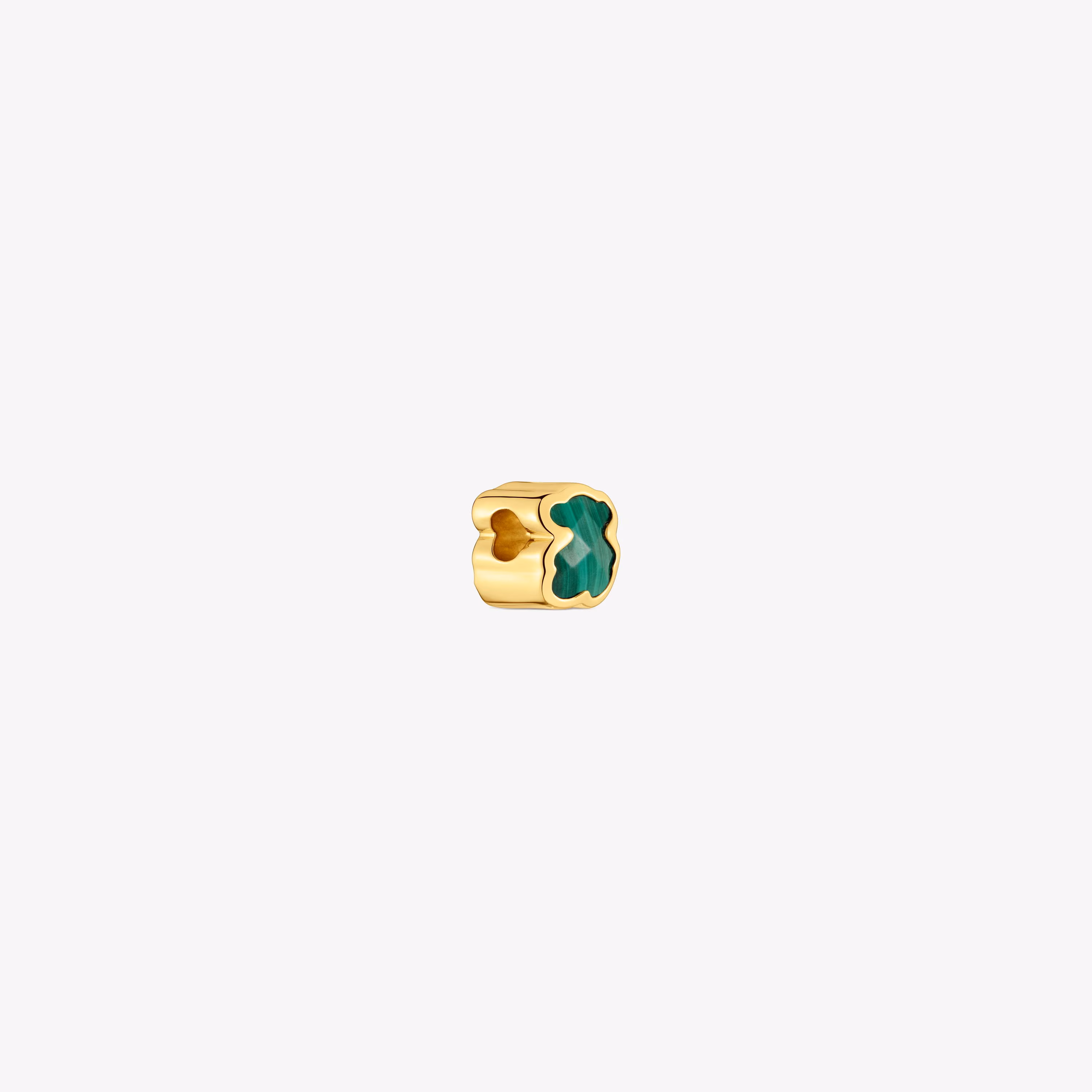 Charm TOUS Basics con baño de oro 18 kt sobre plata y malaquita motivo oso 7 mm