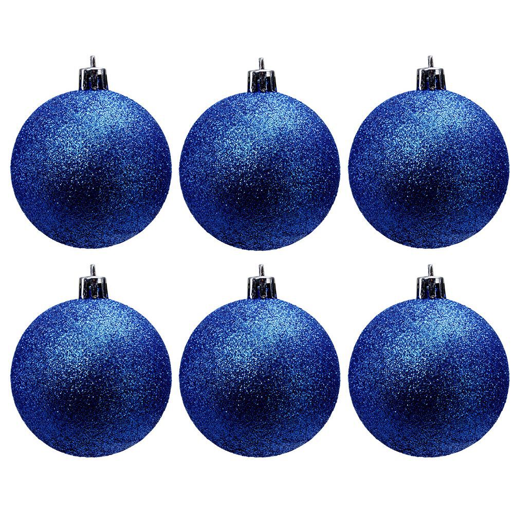 Boule de No&euml;l pailletée bleues Ø6cm x6