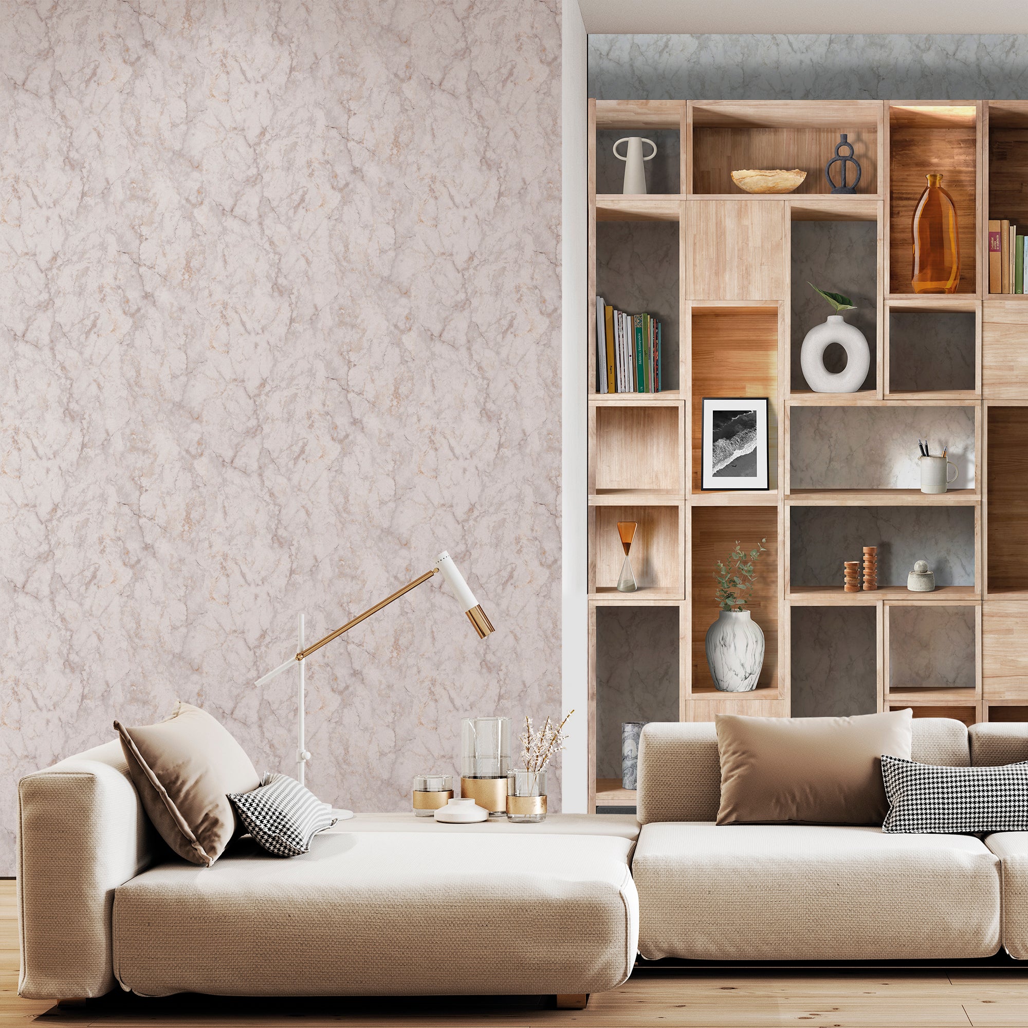 Sanders & Sanders behang marmer taupe - 53 cm x 10 m - 640085