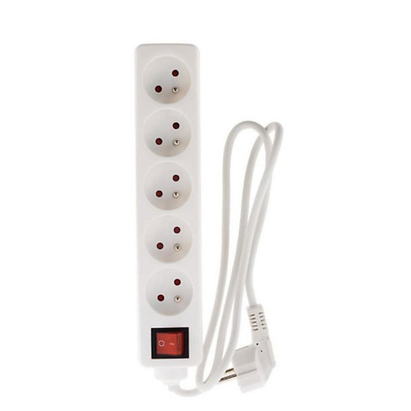 Bloc multiprise 5x16A 2P T interrupteur - blanc - Zenitech