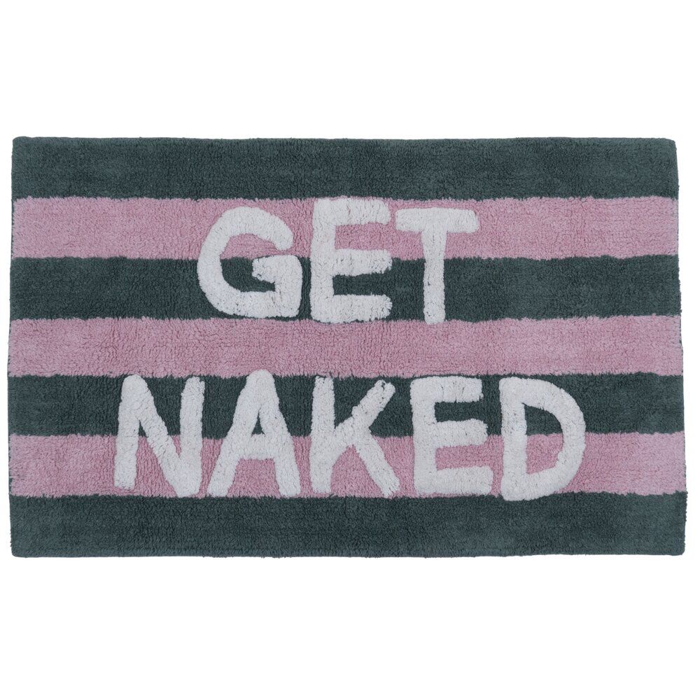 Tapis de bain coton tufté à rayures avec inscription 50x80cm (2 modèles)