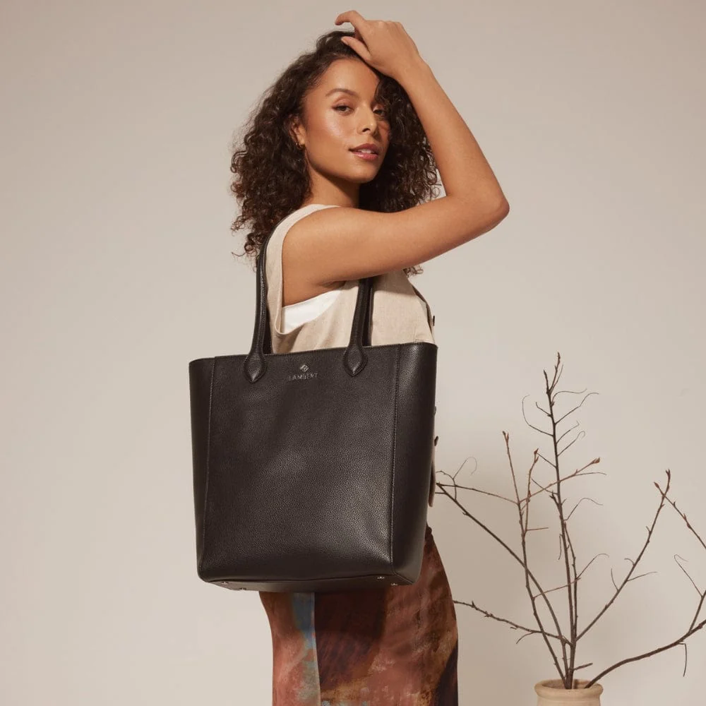 The Claire - Recycled Black Vegan Leather Tote Bag