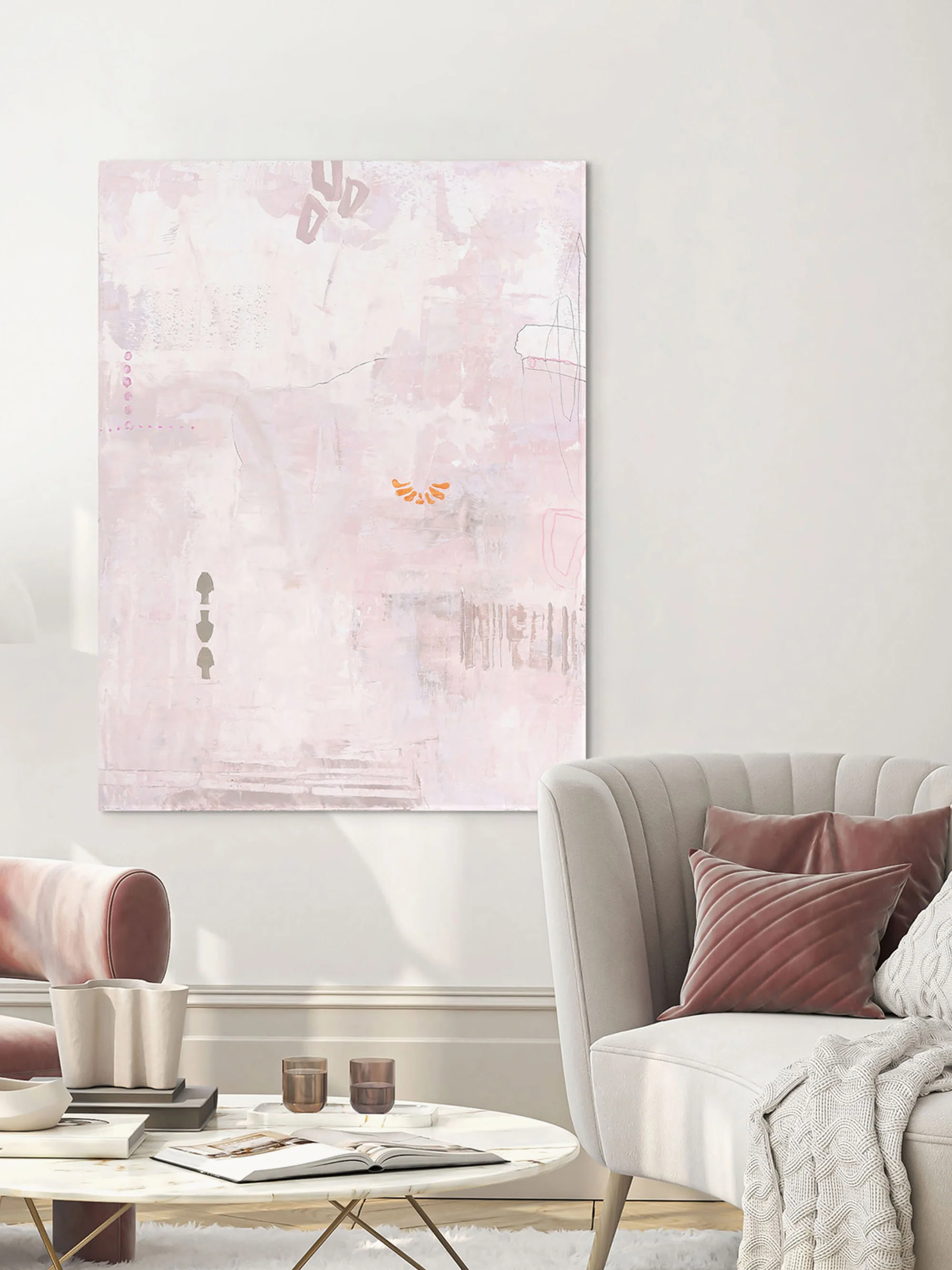 Handgemaltes Leinwandbild Pink Petite