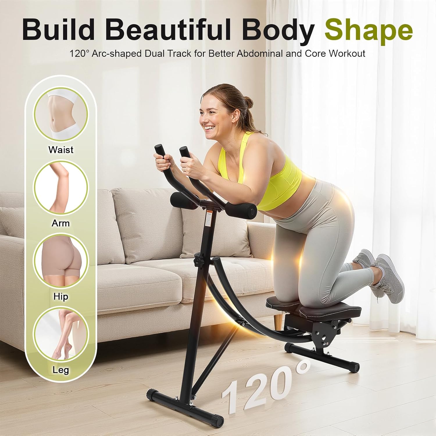 Ab Trainer Abdominal Workout Machine Shaper with LED Monitor Waist Cruncher Core Toner Workout Equipment for Women