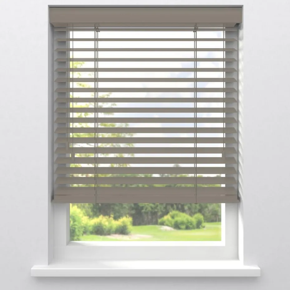 Kwantum Houten Jaloezieën | Jaloezieën | Fenstr Bamboe Jaloezie Wessel  50mm Taupe