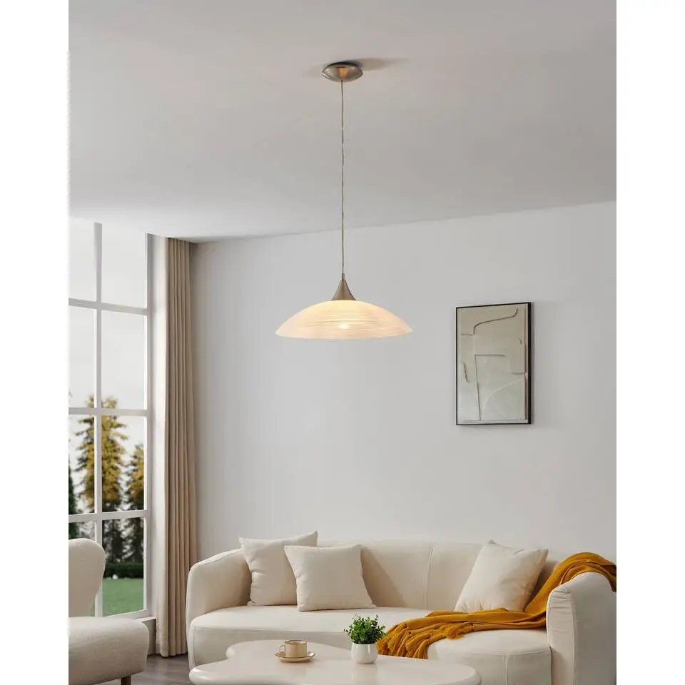EGLOLazolo-Hanglamp-1Lichts-&Oslash;420mm.-Nikkel-Mat-WitGelakt