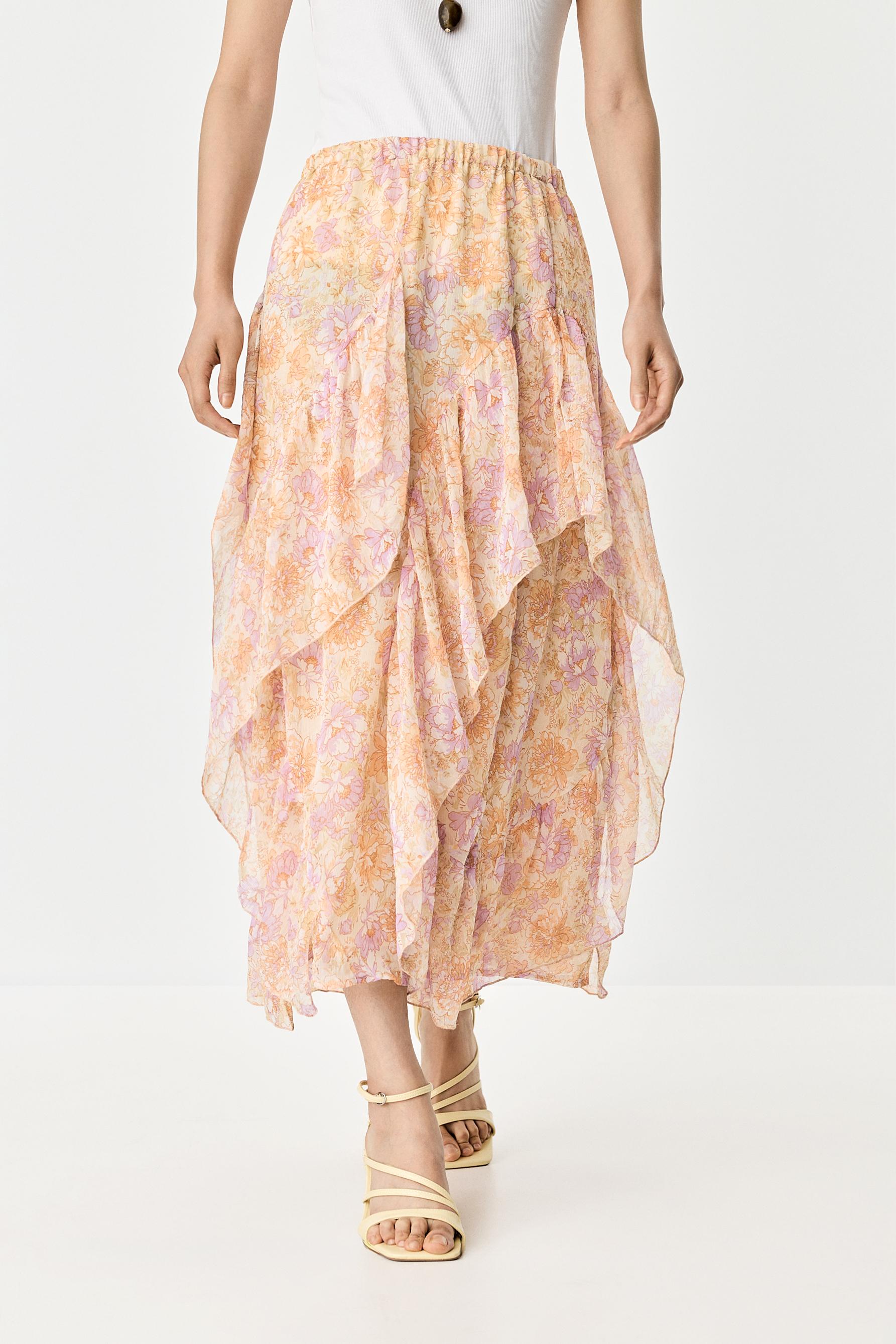 Falda midi volantes