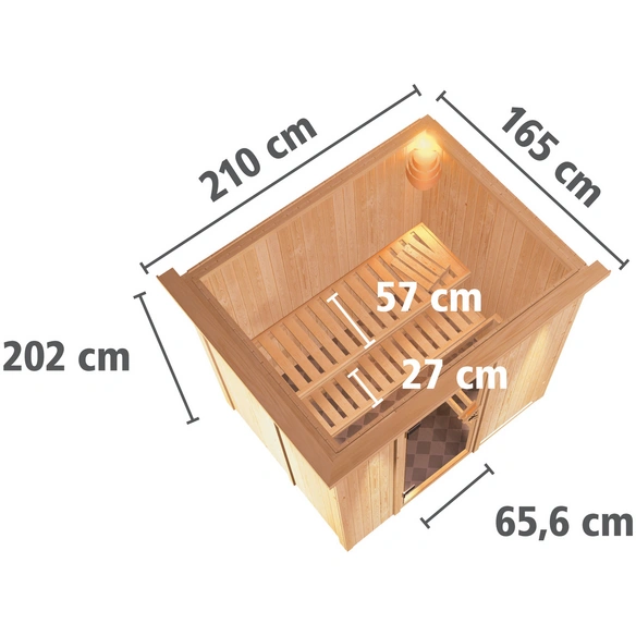 Sauna »Kircholm«, inkl. 3.6 kW Saunaofen mit externer Steuerung, für 3 Personen