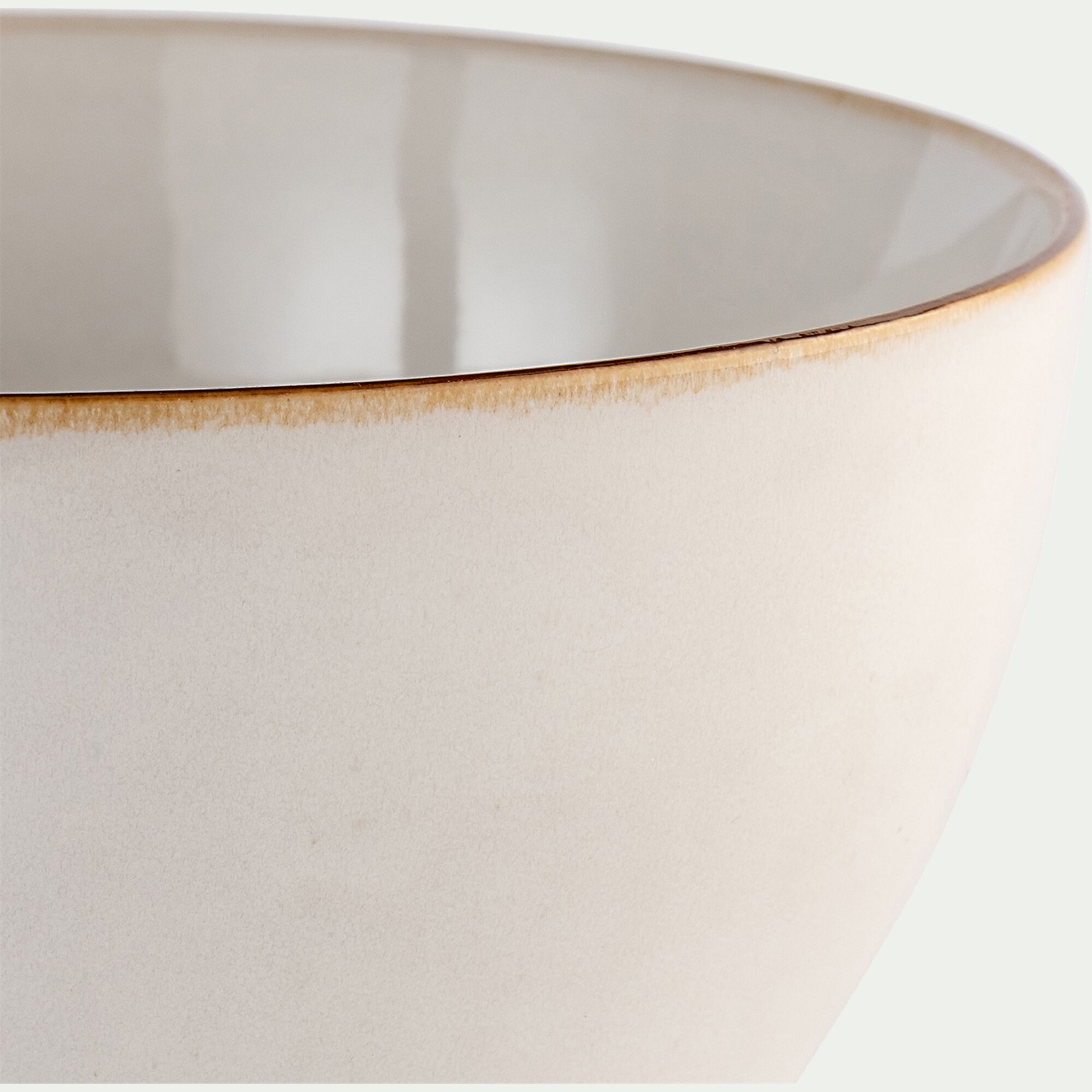 NEVE - Coupelle en grès avec liseré marron D9cm - blanc