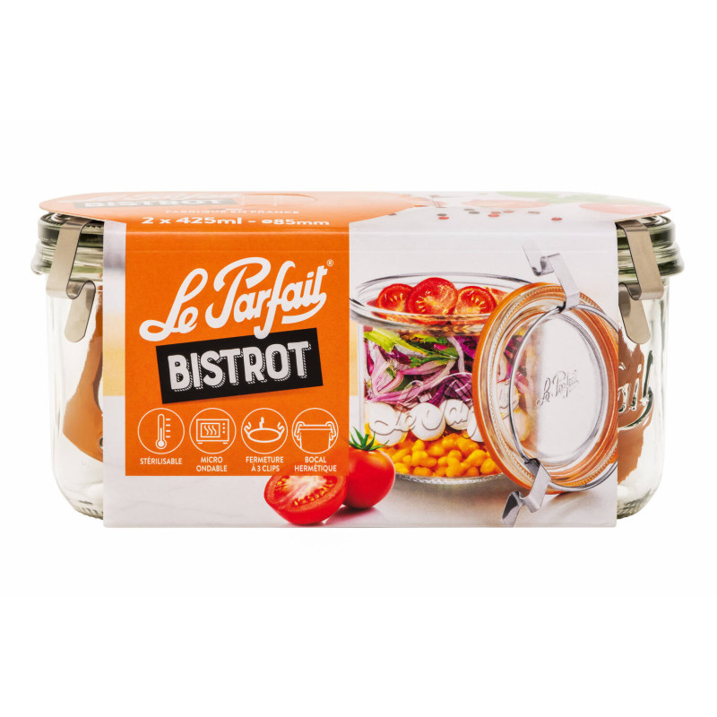 Bocal en verre Bistrot 0,425 L 2 pièces LE PARFAIT