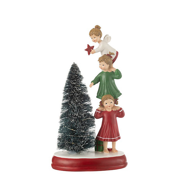 Arbre avec anges de Noël en polyrésine multicouleur 17x11.5x30 cm