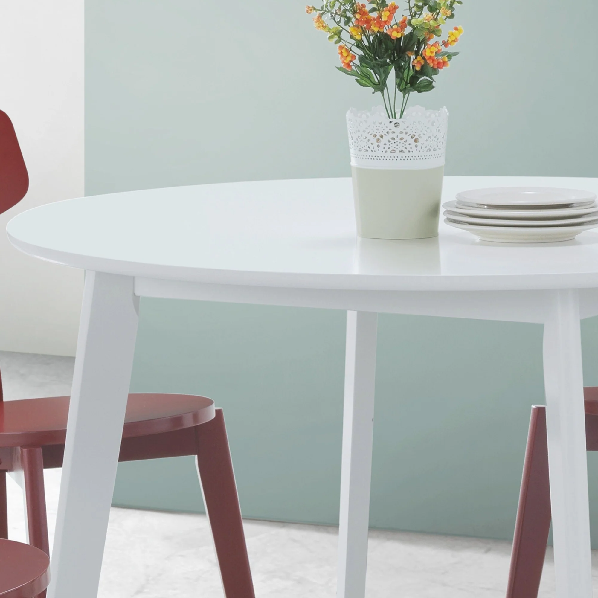 Contemporary White Round Dining Table,only 1 PC dining table