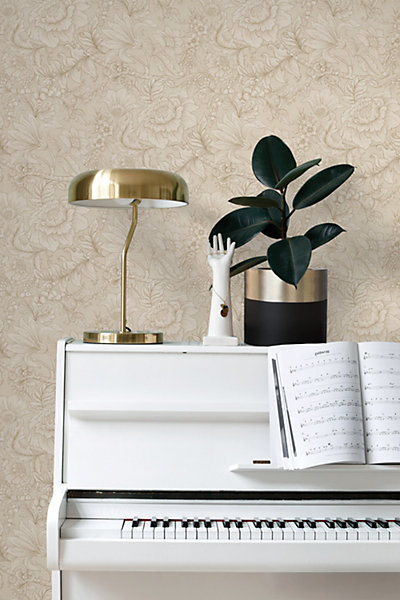 ESTAhome papier peint fleurs beige 53 cm x 10.05 m