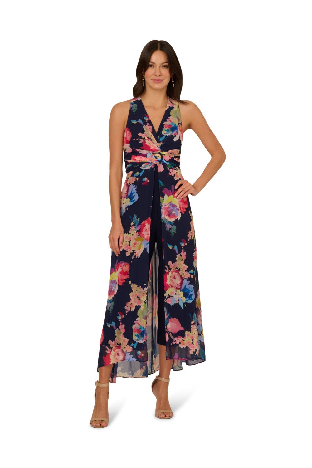 Adrianna Papell Printed Chiffon Jumpsuit