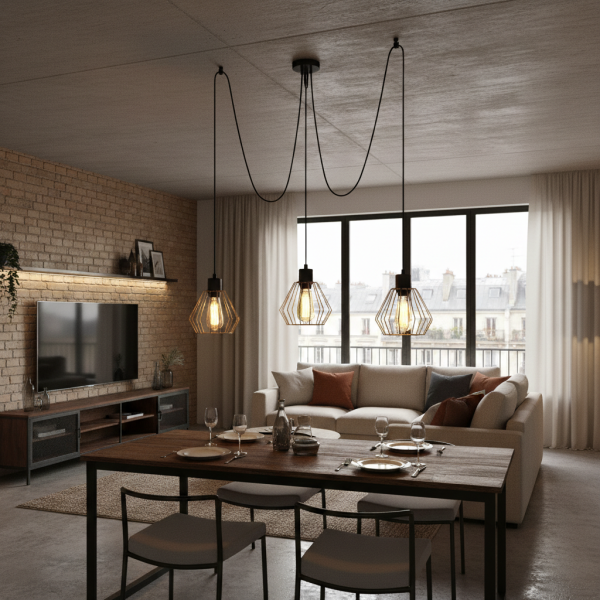 Lampa wisząca pająk zwis EDYLIT druciane klosze loft 3xE27 Maris 13-327