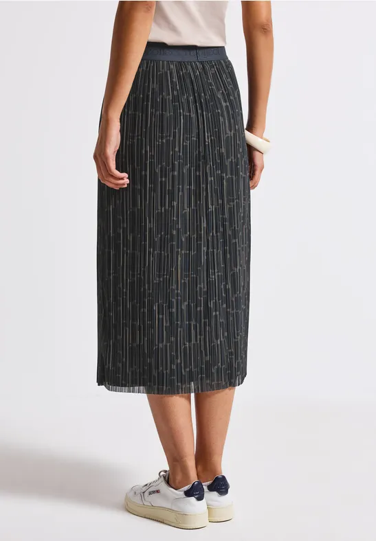 Mesh Plissée Rock mit Print