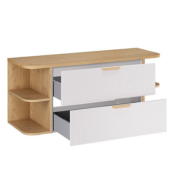 Meuble sous-vasque 120cm niches arrondies plan de toilette Oria Blanc mat
