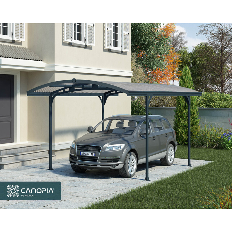 Carport en aluminium Atlas gris foncé 13,4 m²