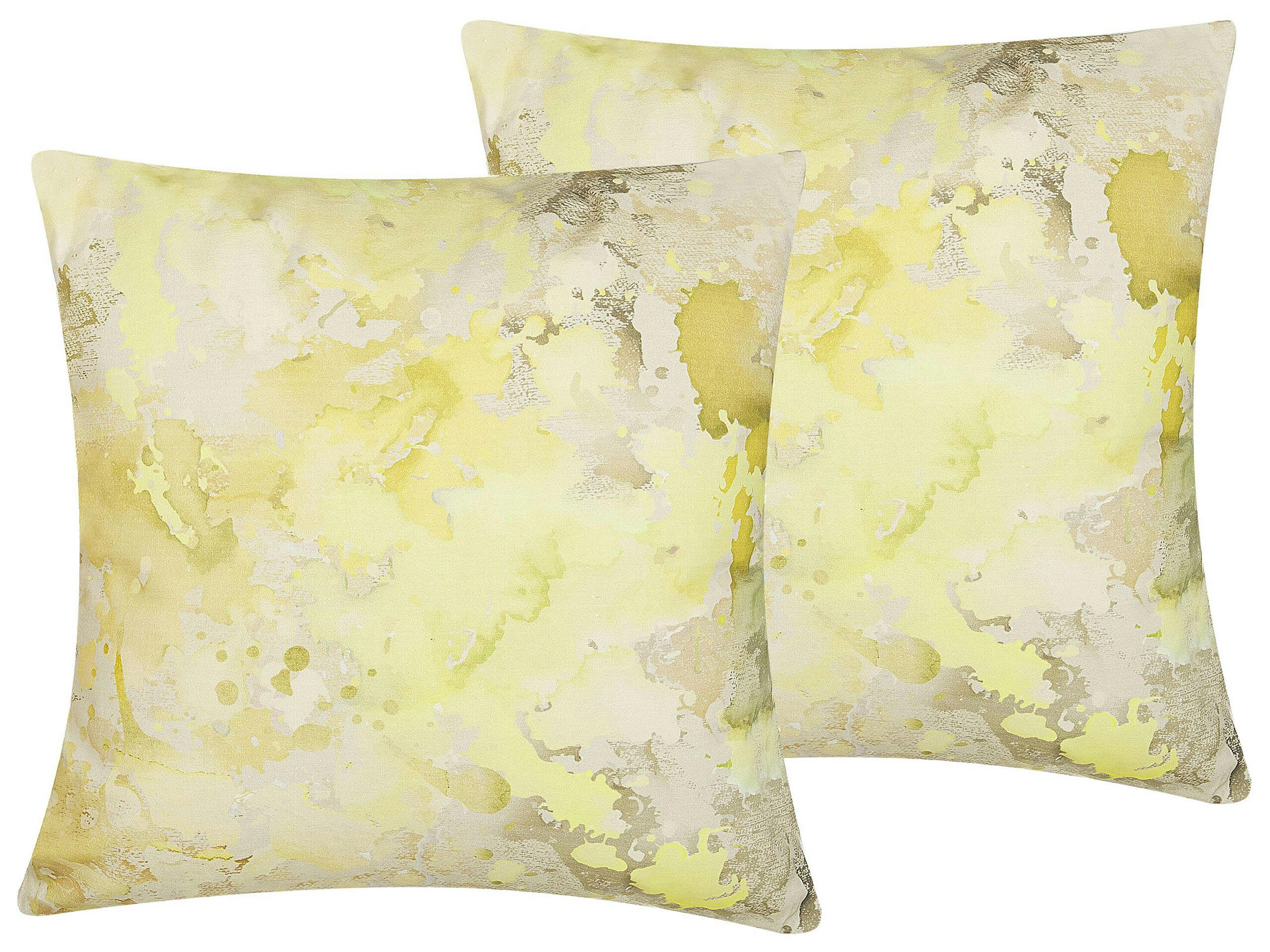 PACHIRA - Lot de 2 coussin décoratifs en tissu jaune 45x6cm