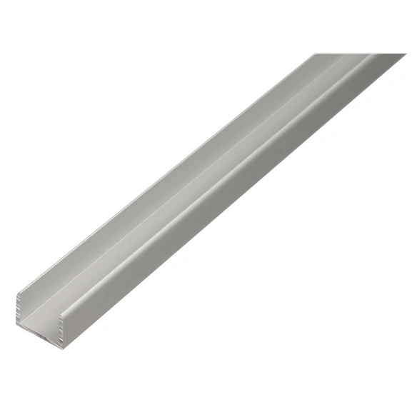 U-Profil, LxBxH: 2000 x 15 x 15,9 x 1,5 mm, silberfarben