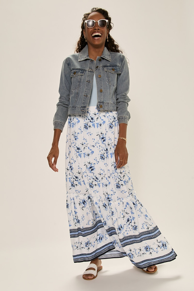 Lora Border Print Maxi Skirt