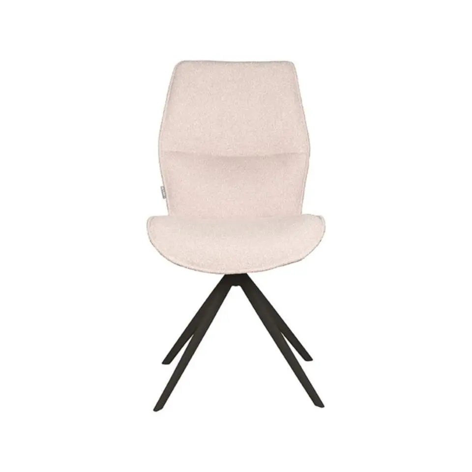 LABEL51 Eetkamerstoel Comfy - Naturel - Boucle - Zwart Onderstel - set van 2