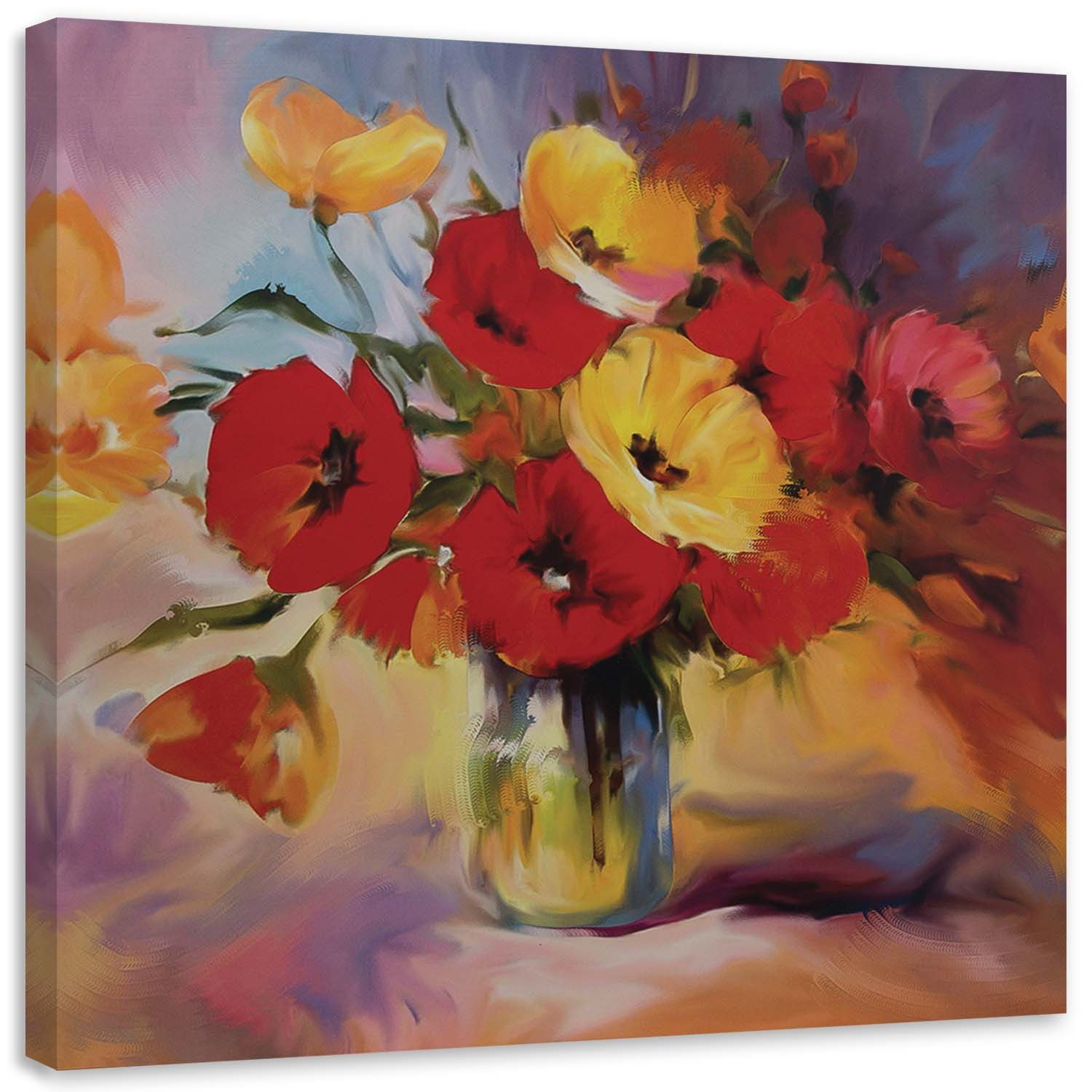 Feeby Obraz na płótnie Bukiet maków w wazonie 30x30