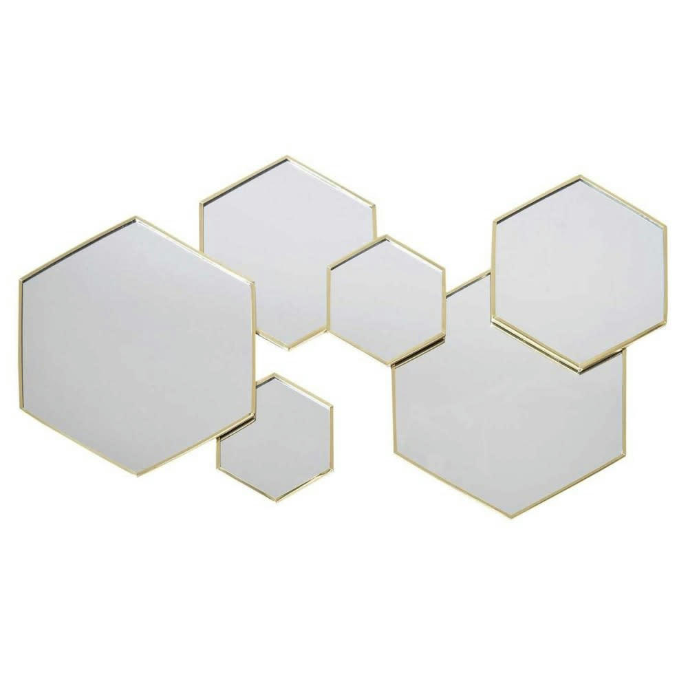 - Décoration miroir hexagonal 57x35cm