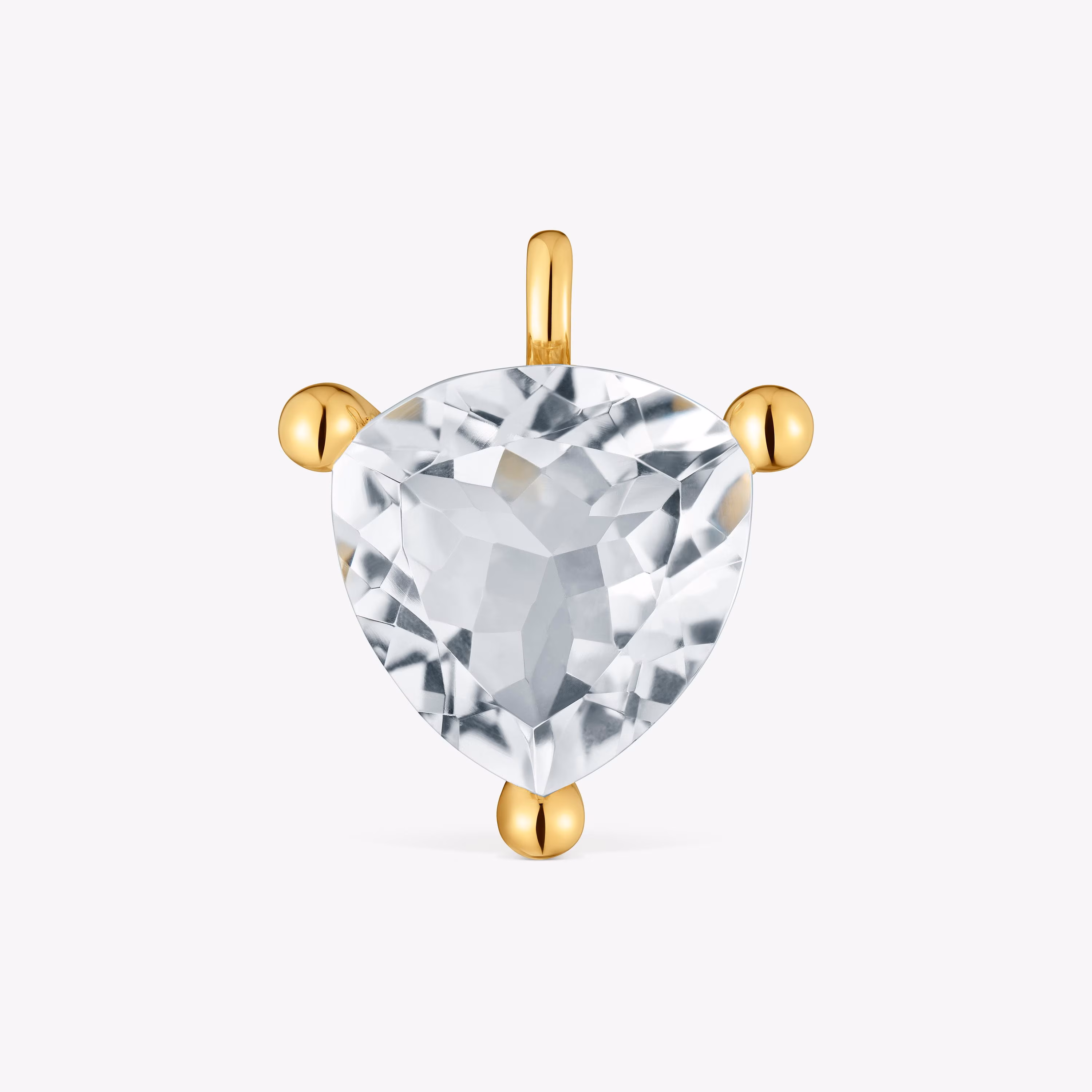 Colgante con baño de oro 18 kt sobre plata y cuarzo cristal de roca trillion Color White