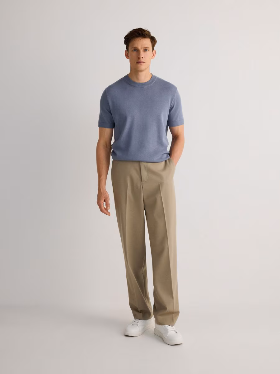 Straight Trousers With Pressed Crease
