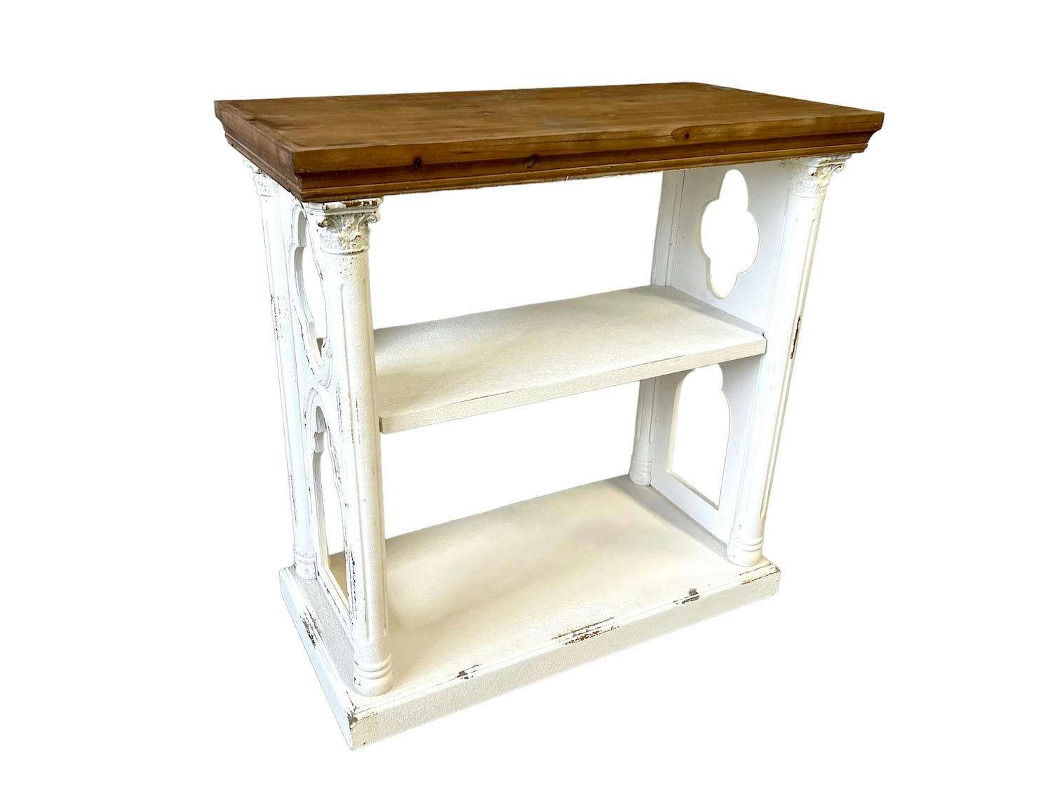 VICTORIA - Console en bois blanc patiné L 81