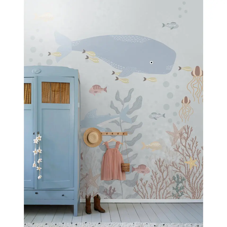 ESTAhome fotobehang onderwaterwereld vergrijsd blauw - 250 x 279 cm