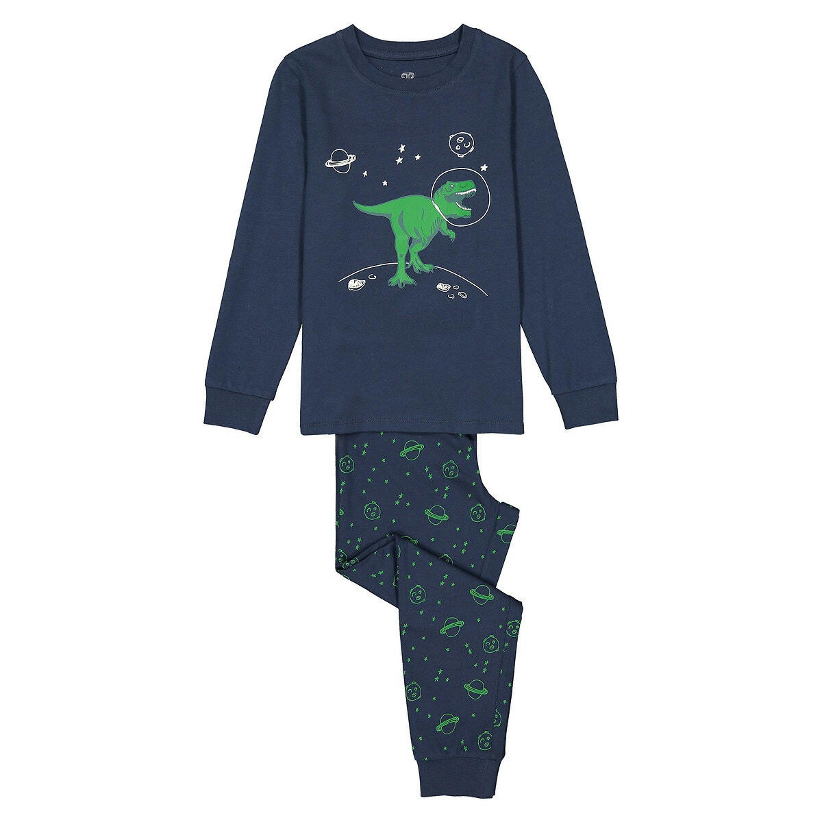 Pyjama en jersey imprimé dinosaure phosphorescent