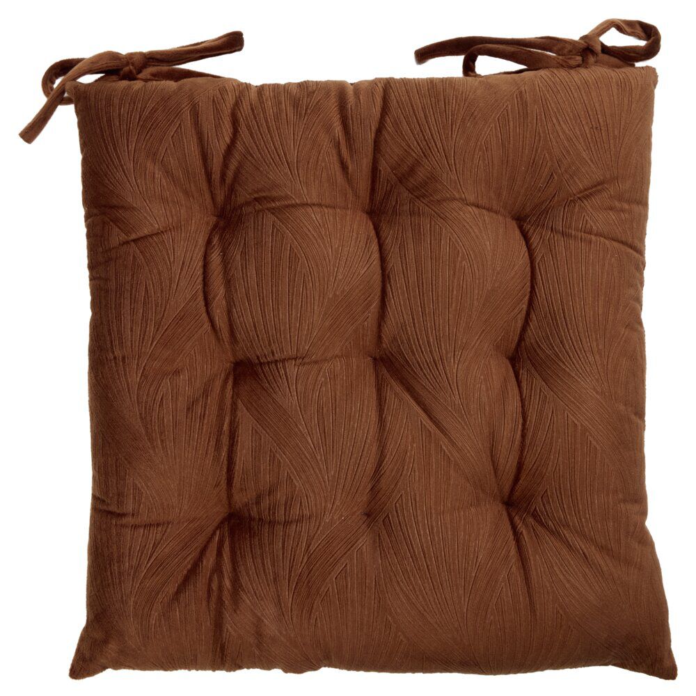 Galette de chaise carrée velours embossé 9 points polyester uni (3 modèles)