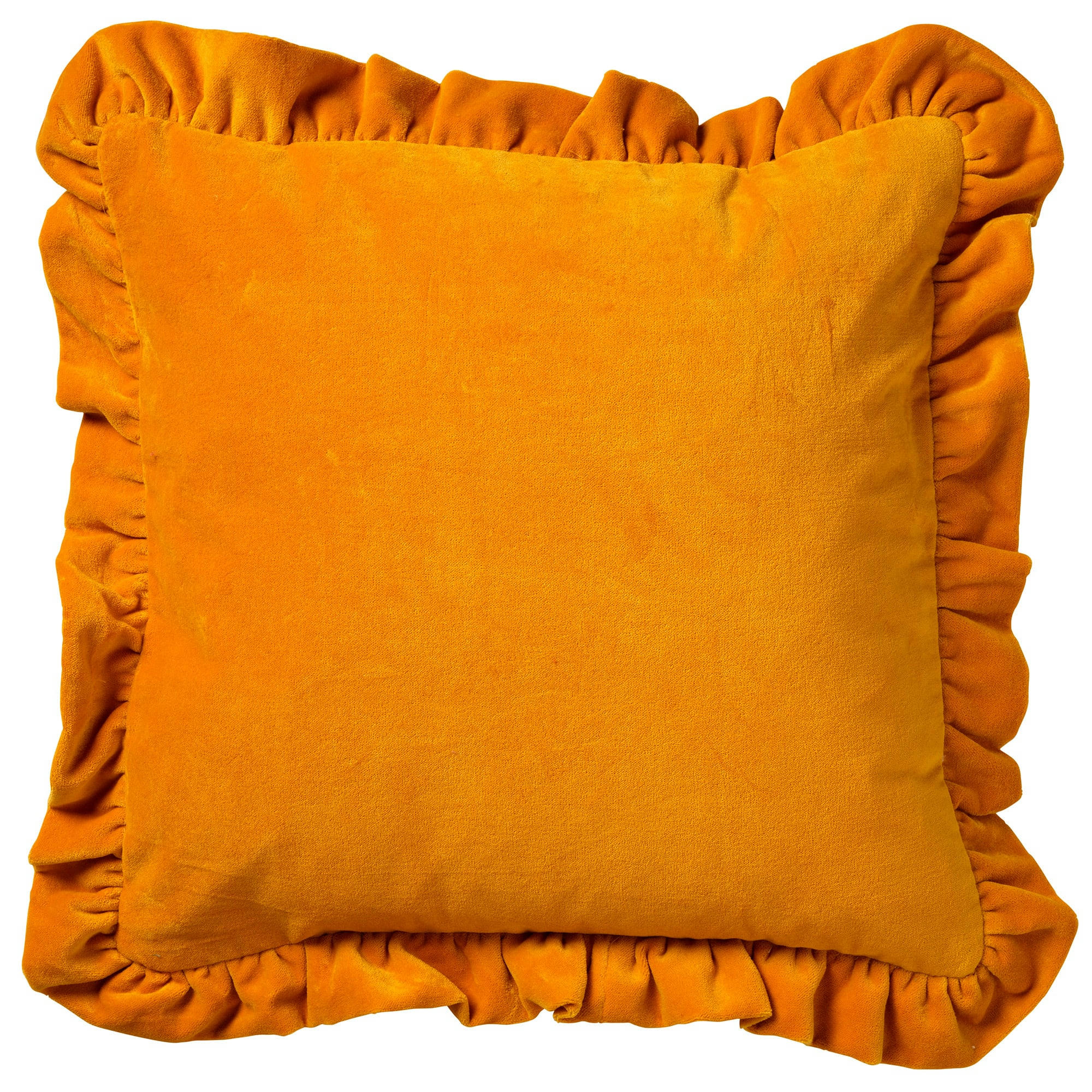YARA - Coussin - jaune en velours 45x45 cm uni