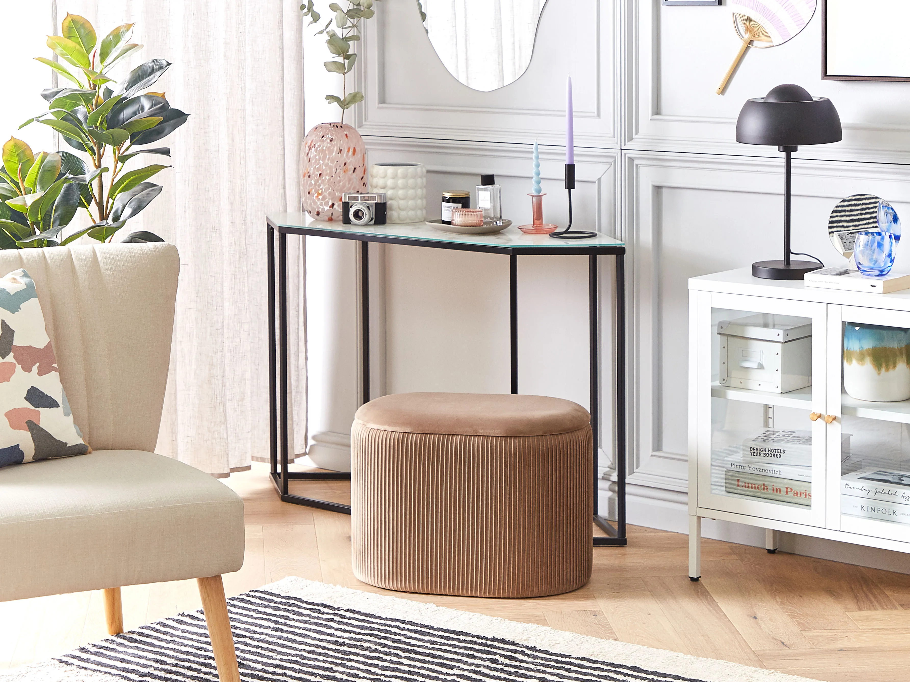 Storage Pouffe RICHLAND Velvet Beige