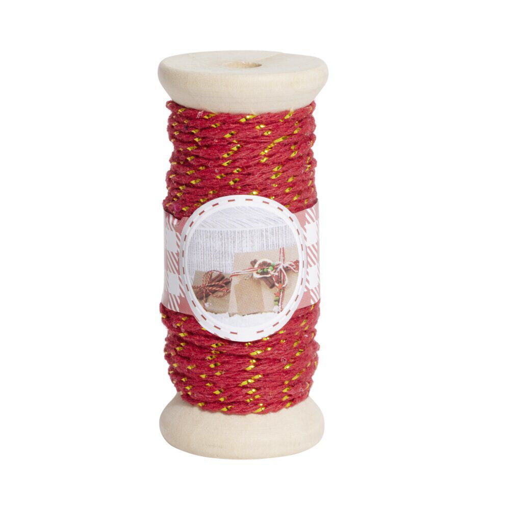 Rouleau fil coton rouge et doré 15m