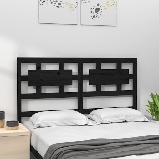 NNEVL Bed Headboard Black 140.5x4x100 cm Solid Wood Pine