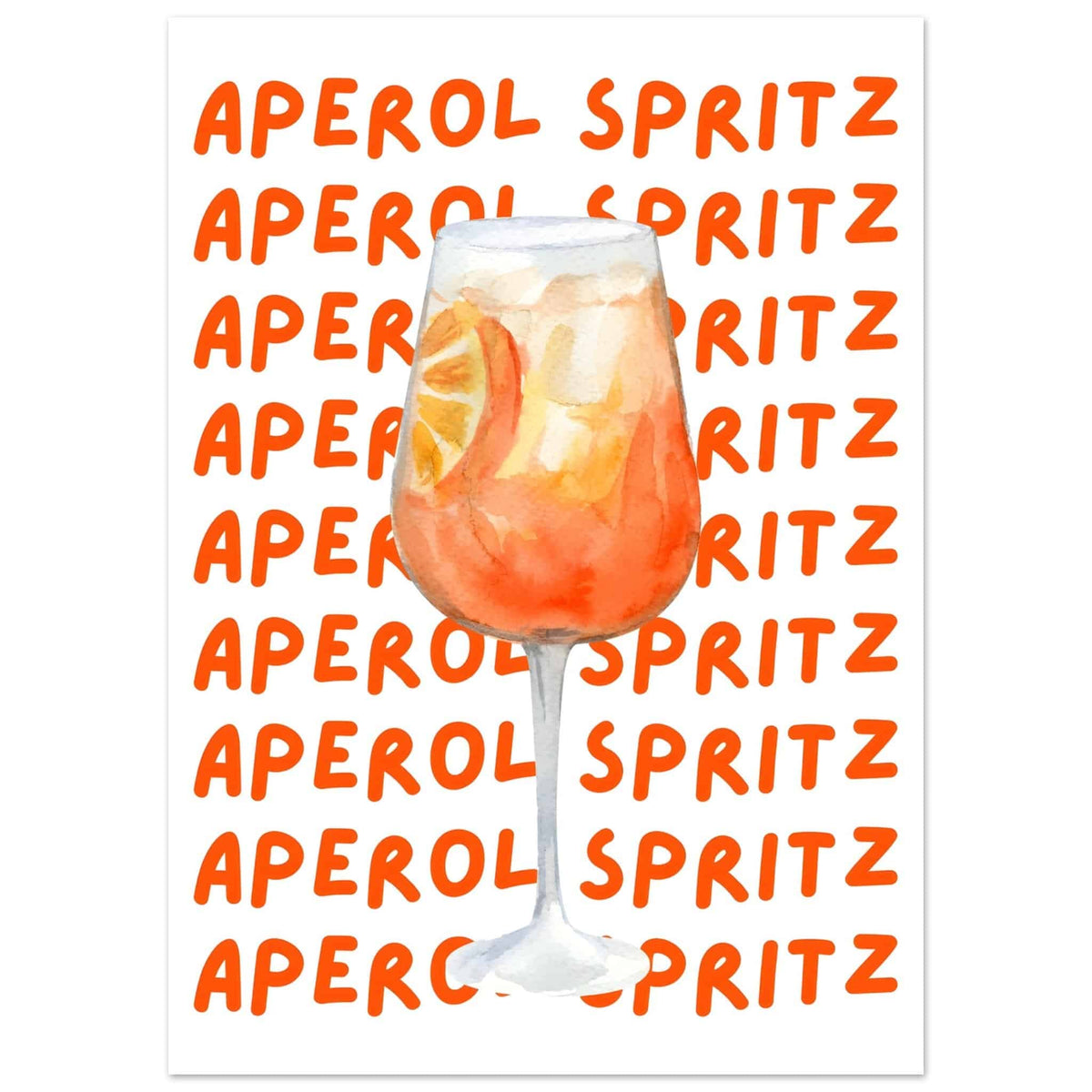Artfulprints Poster Aperol Spritz - Written behind the glass  - 50x70 cm - Oranje