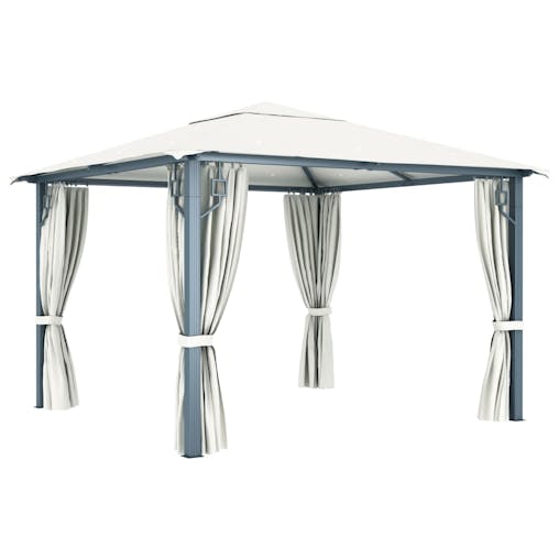 NNEVL Gazebo with Curtain 300x300 cm Cream Aluminium