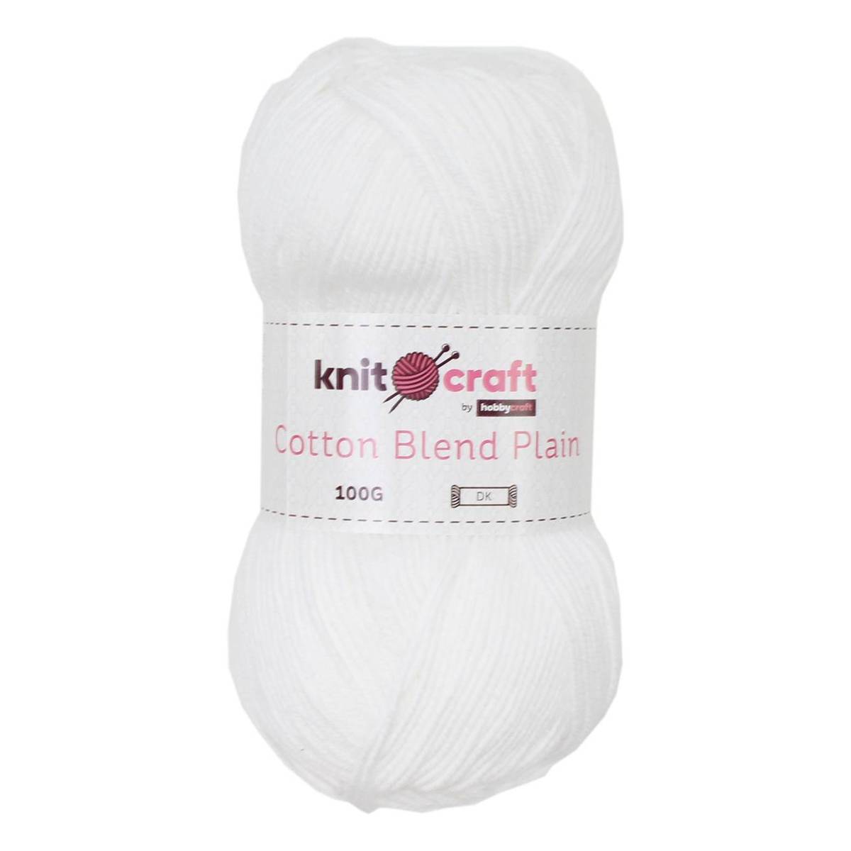 Knitcraft White Cotton Blend Plain DK Yarn 100g