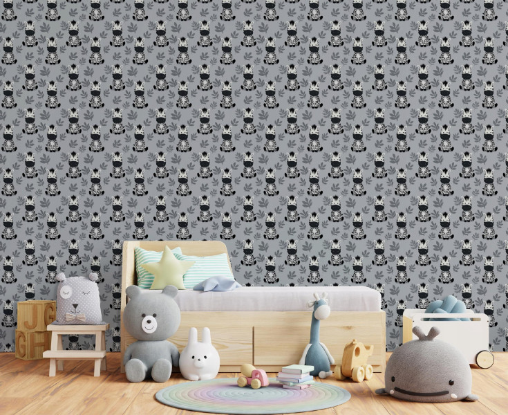Tapeta Zebra Szary Na Flizelinie Dla Dzieci 50x1000