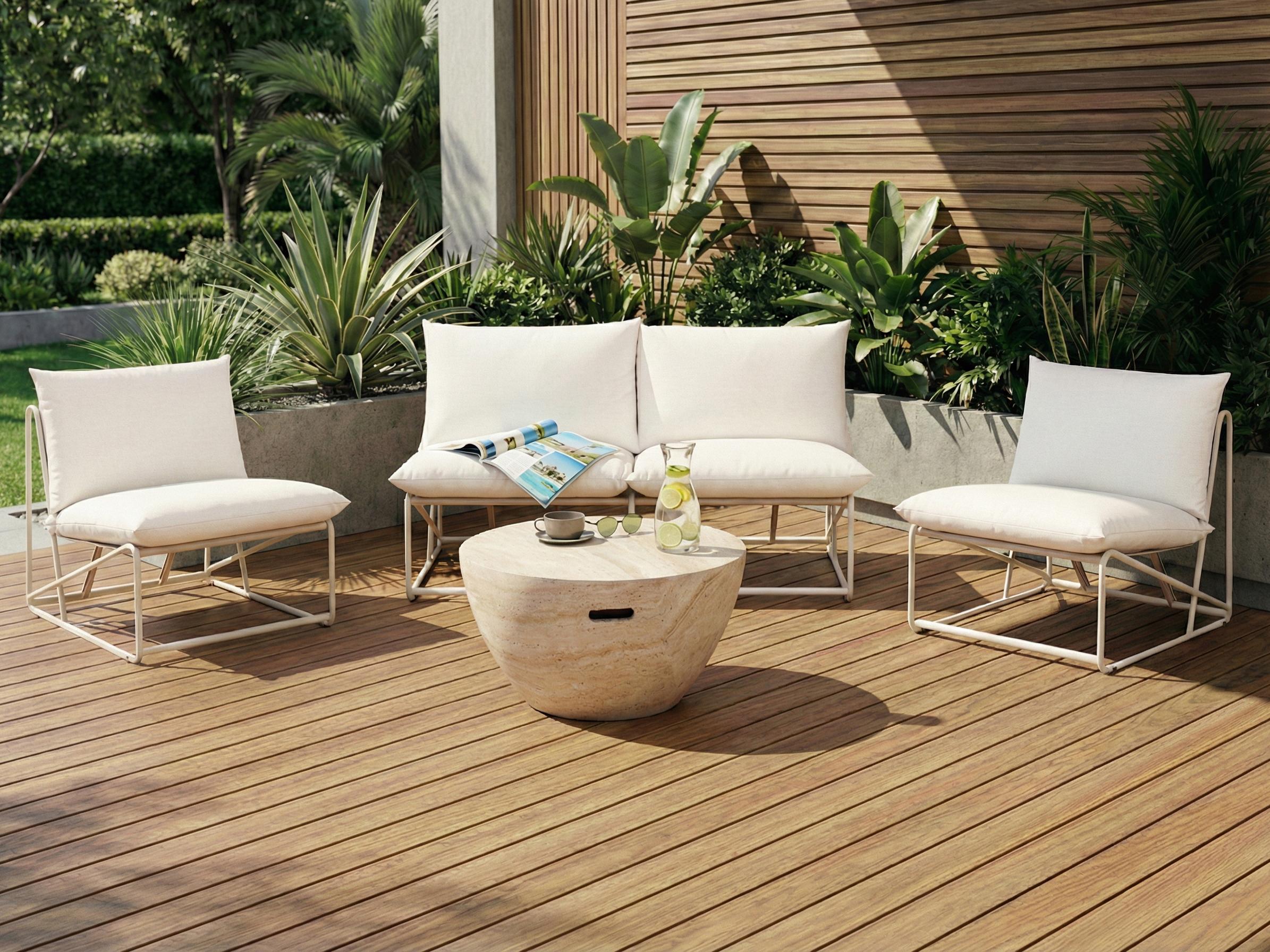Garden Sofa Set 4 Seater PICO Metal Light Beige