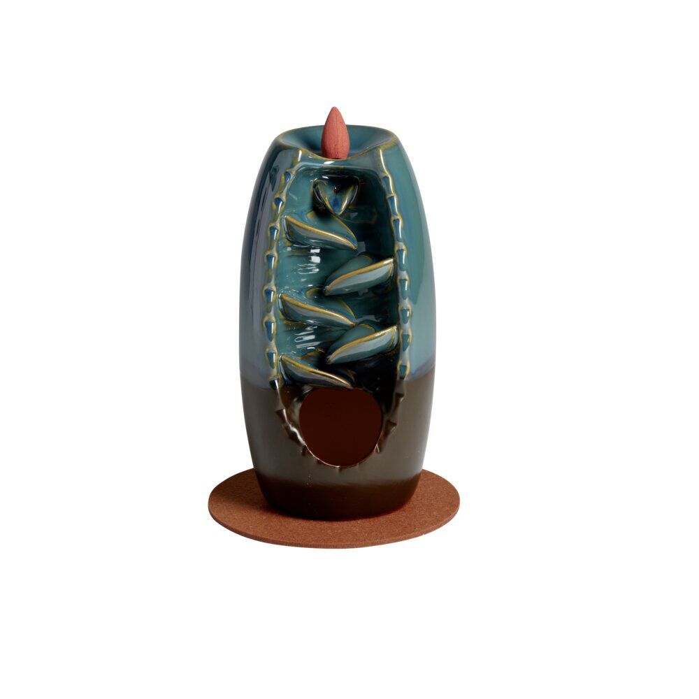 Fontaine à encens grès bleu Ø10xH20cm