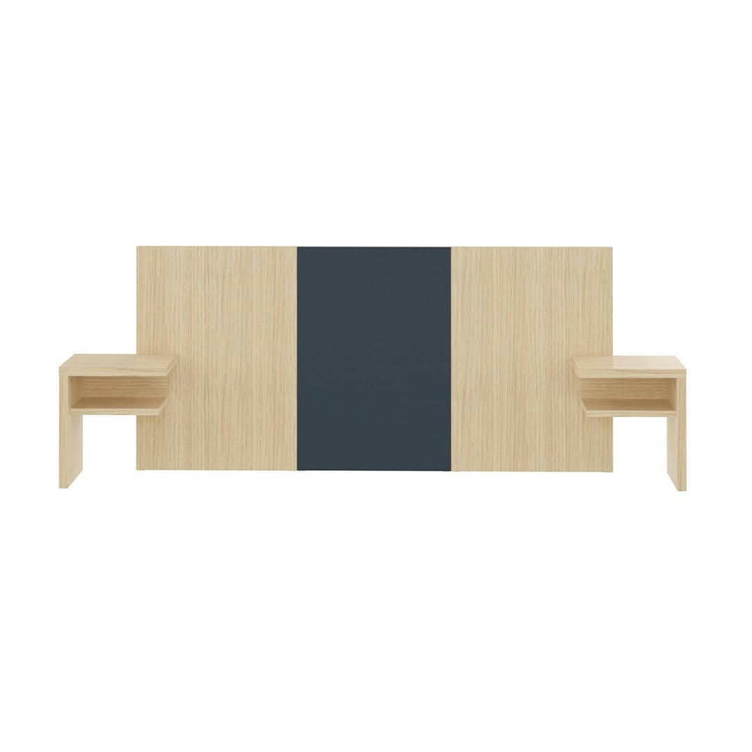 HUGO - Tête de lit  placage gris anthracite et chêne clair