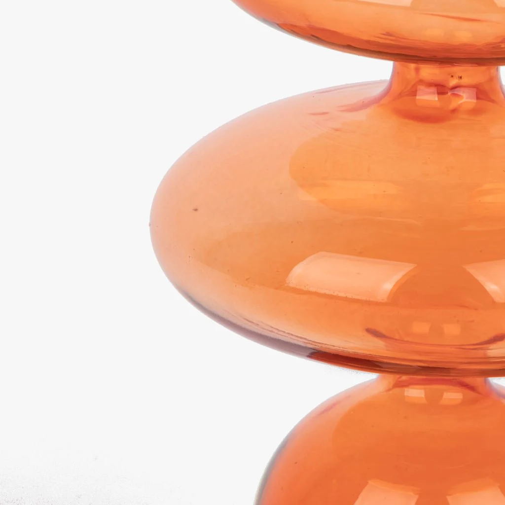Castiçal vidro laranja BUBBLE